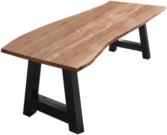 Esstisch Landhausstil Baumkantentisch »Adelaide« massive Akazie Natur 180x90 schwarz 525136