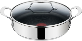 Tefal Jamie Oliver Servierpfanne mit Deckel 25 cm, Induktionsgeeignet, Edelstahl Bratpfanne, Antihaftbeschichtet, Hochwertige Pfanne für alle Herdarten, Backofenfest, Genieteter Griff, Titanbeschichtung E30
