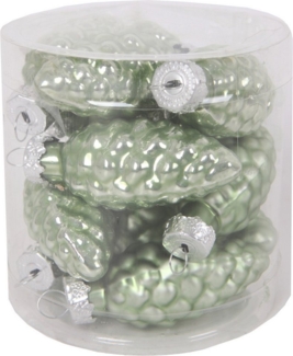 TrendLine Weihnachtskugeln aus Glas Tannenzapfen Ø 6 cm light green 12 Stück