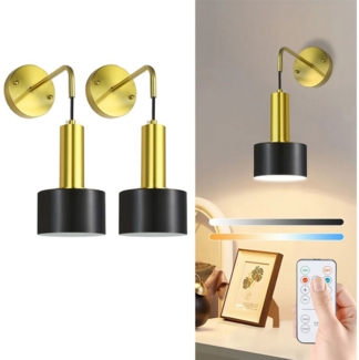 POPOLIC LED Wandleuchte NachttischLampe Wand-Leselampe, schwarz-goldene kabellose Wandleuchte, Wiederaufladbar, dimmbare Innenbeleuchtung, moderne LED-Wandleuchten für Schlafzimmer