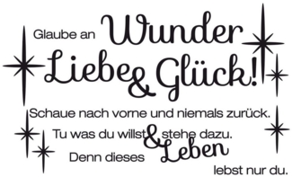 K&L Wall Art Wandtattoo Liebe und Glück Leuchtbild Spruch 50x30cm selbstklebend, Kinderzimmer Leuchtsticker schwarz