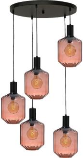 Pendelleuchte Porto 5-flammig Glas Rot-Transparent Ø60cm