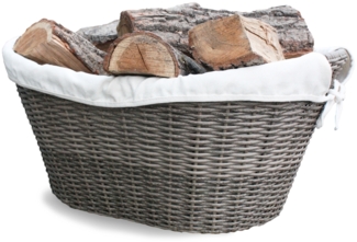 HABAU Holzkorb mit Stoffeinsatz, aus Polyethylen, mit Metallrahmen, 63,5 x 44,5 x 30 cm