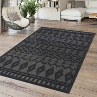 TT Home Teppich, Rechteckig, Höhe: 14 mm, In-& Outdoor Teppich Esszimmer Wetterfest Terrasse Ethno Skandinavisch