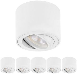 Sweet LED LED Aufbaustrahler 6er Set flache LED Aufbauspots - rund & schwenkbar, 5 W, 230V, LED wechselbar, Warmweiß, LED Deckenlampe, Deckenspot, Deckenstrahler