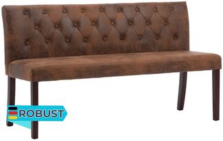 Sitzbank MAURI 148,5 cm Braun Wildleder-Optik | Küchenbank Esszimmerbank Flurbank mit Rückenlehne