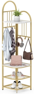 COSTWAY Kleiderständer, 180CM Garderobenständer Eck, Sitzbank & Schuhregal
