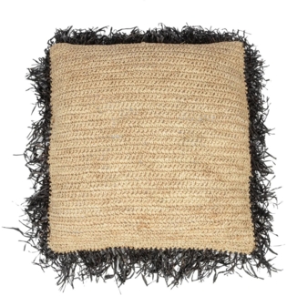 Der Raffia Kissenbezug - Natur Schwarz - 60x60 - Natürliches Schwarz - 60x60x10cm