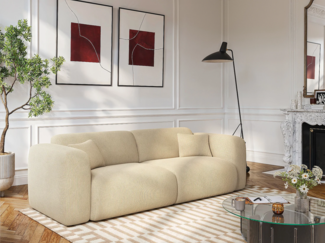 Vente-unique - Sofa mit Schlaffunktion 4-Sitzer - Cordvelours, feine Rippung - Beige - POGNI von Maison Céphy
