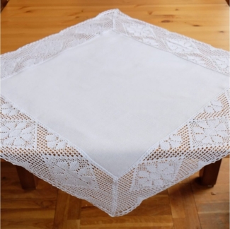 matches21 HOME & HOBBY Tischdecke Tischdecke JANA feine Häkelkante Landhausstil Polyester 85x85 cm (1-tlg), Pflegeleicht & waschbar bei 30 °C