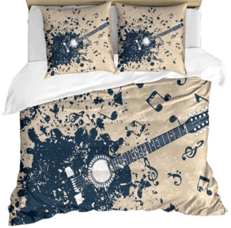 Abakuhaus Bettwäsche Milbensicher Allergiker geeignet mit Kissenbezügen, Microfaser, Musik Akustikgitarre Hinweise