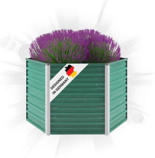 DELUKE® 6-eckiges Hochbeet für Garten NOA Grün 129x129x77cm Verzinkter Stahl Hochbeet Metall Gartenbeet Kräuterbeet Blumenbeet Beet hoch Frühbeet für Garten Gemüsebeet