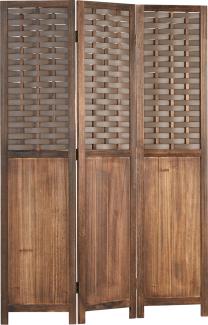 Paravent Raumteiler 3 teilig Holz Trennwand Rattan Optik Sichtschutz Braun