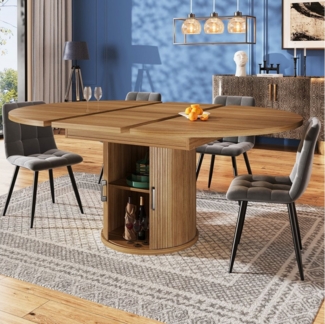 IDEASY Esstisch Ausziehbarer Esstisch, Balkontisch mit ovaler Tischplatte, 118-158 cm (1 Tisch), Esszimmertisch Küchentisch, platzsparende Verlängerung zu Oval
