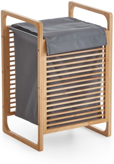 Wäschekorb (B/H/T: 31,8 x 75,5 x 60,6 cm) in grau und Bambus