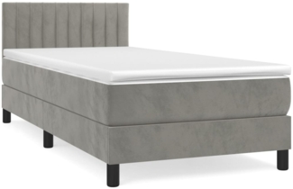 vidaXL Boxspringbett mit Matratze Hellgrau 90x190 cm Samt 3141395