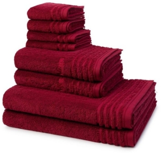 Vossen Vienna Style Supersoft 8 tlg. Frottier-Set - 2 X Handtuch (50 X 100cm), 2 X Duschtuch (67 X 140cm), 2 X Gästetuch (30 X 50cm), 2 X Seiftuch (30 X 30cm) - 620 g/m2 - Rubin