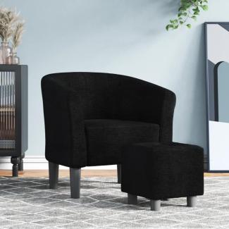 vidaXL Clubsessel mit Fußhocker Schwarz Stoff 356439