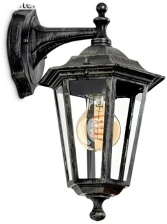 hofstein Außen-Wandleuchte Wandlampe abwärts aus Metall/Glas in Schwarz/Grau/Silberfarben/Klar, ohne Leuchtmittel, Wandleuchte im Landhaus-Stil, E27, ohne Leuchtmittel, IP44