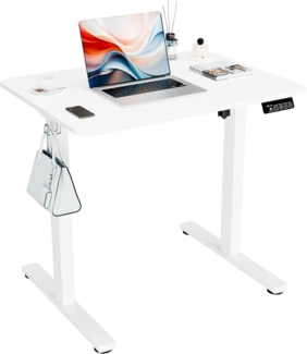 Elektrischer Höhenverstellbarer Schreibtisch 80x60 cm Weißes Gestell Weiße