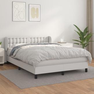 Boxspringbett mit Matratze Weiß 140x190 cm Kunstleder (Farbe: Weiß)