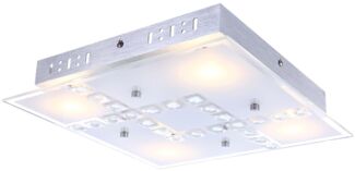 LED Deckenleuchte, Kristall, Glas, Alu, L 32 cm
