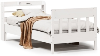 vidaXL Massivholzbett ohne Matratze Weiß 90x200 cm Kiefernholz 3307015