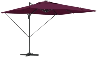 vidaXL Cantilever Roma Sonnenschirm mit LEDs in Bordeauxrot, 286 x 285 x 270 cm aus Aluminium. 42003325
