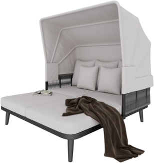 Gartenlounge-Set Gartenmöbel für 2 Personen, Sonnenliege, mit einziehbare Markise