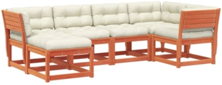 vidaXL 6-tlg. Garten-Sofagarnitur mit Kissen Wachsbraun Kiefernholz 3217042