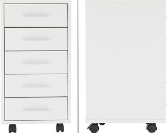 ML-DESIGN Rollcontainer Mobiler Aktenschrank aus Holz und Aluminium-Griffe Rollwagen, (2 St), Rollschrank aus Stahl Weiß Schubladenschrank Rollwagen Büroschrank