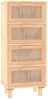 vidaXL Sideboard Braun 40x30x90 cm Massivholz Kiefer und Natur-Rattan 345644