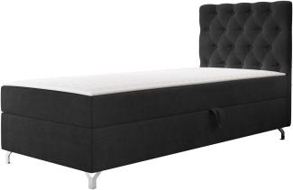 mirjan24 Boxspringbett mit H3-Matratze Cylio I (Manila Seite: Links), schwarz, 80x200 cm