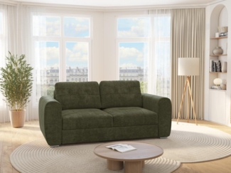 Vente-unique - Schlafsofa mit Matratze 3-Sitzer - Stoff - Grün - Liegefläche 140 cm - Matratze 22 cm - BOLIPO