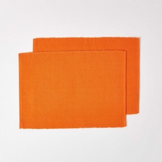 Homescapes Platzset Tischset orange im 2er-Set – 30x45 cm, 100% Baumwolle