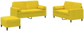 vidaXL 3-tlg. Sofagarnitur mit Kissen Gelb Samt 3202010