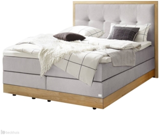 Alba Boxspringbett grau Eiche Massivholz 206cm x 168cm x 125cm