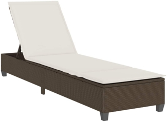 vidaXL Sonnenliege mit Auflagen Braun 55x200x25,5cm Poly Rattan 4104094