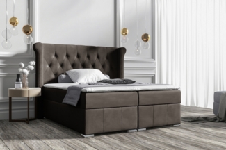 99rooms Alonzo Boxspringbett Kunstleder SOFT Braun 180x200 cm