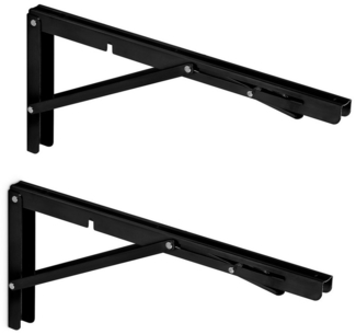 SO-TECH® Wandregalhalter 1 Paar Schwerlast Klappkonsolen Tragkraft bis 150 kg, Set, schwarz, Breite 25 mm, Höhe 175 mm, Tiefe 400 mm