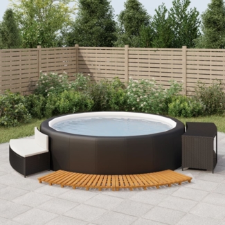 vidaXL Whirlpool-Umrandung Schwarz Poly-Rattan und Massivholz Akazie 362259