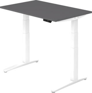 bümö elektrisch höhenverstellbarer Schreibtisch 120x80 cm mit Memory-Steuerung - Design Schreibtisch höhenverstellbar elektrisch, elektrischer Schreibtisch graphit, Gestell weiß, XBHM-12-G-WW