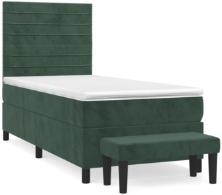 vidaXL Boxspringbett mit Matratze Dunkelgrün 80x200 cm Samt 3137872