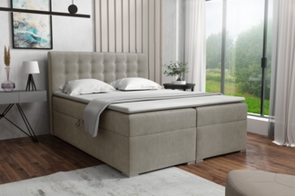 Deine Möbel 24 Boxspringbett CLAUDIA Boxbett Komplettbett inkl. Bonellfederkernmatratzen H3 (Taschenfederkernmatratzen 7 Zonen H4 optional Grau Hellgrau Schwarz Anthrazit Beige Samt Velour, 3-St, Polsterbett Ehebett Bett mit Topper und Bettkästen, Matr...