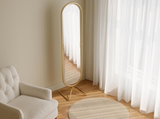 Vente-unique - Standspiegel drehbar - Metall - 45 x 171 cm - Goldfarben - ASATU