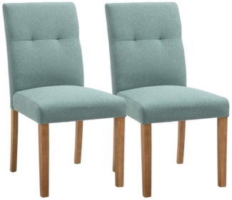 HOMCOM Esszimmerstühle 2er-Set mit gepolstertem Sitz Stuhl Polsterstuhl Leinen-Polyester-Gewebe Schaumstoff Gummiholz Grün 50 x 62 x 96 cm