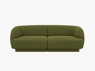 Micadoni Sofa Miley 2-Sitzer Boucle Baloo Dunkel-Olivgrün
