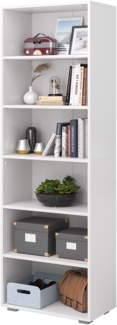 Bellamio 'Apol' Standregal, Regal mit 6 Ablagefächern, weiß, 176x60x33 cm, Bücherregal mit verstellbaren Böden