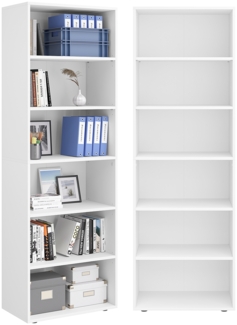 Bellamio 'Apol' Standregal, Regal mit 6 Ablagefächern, weiß, 176x60x33 cm, Bücherregal mit verstellbaren Böden