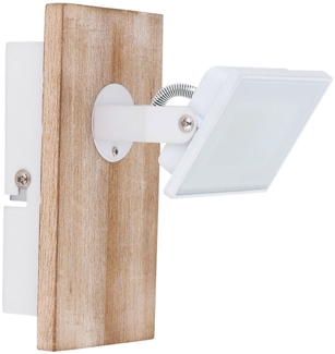 LED Strahler, Holz, Metall, Glas, Weiß, schwenkbar, H 150 cm